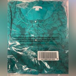 Isaac Mizrahi Live! Damask Print Crew Neck Cardigan A218801 3X Vintage Deadstock